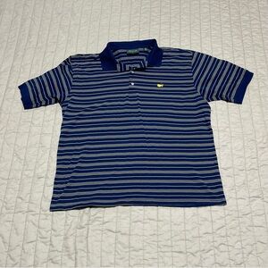 Masters Collection Cotton Shirt Mens XL Blue Short Sleeve  Golf Polo Striped